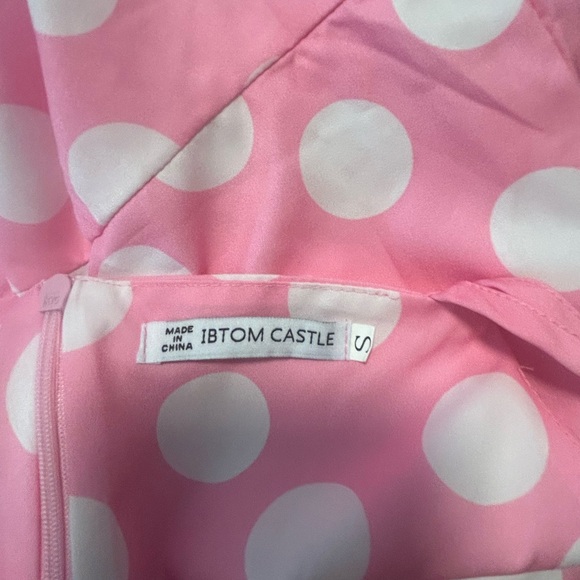 Strappy dress pink with white polka dots and black option tie belt - Picture 8 of 8